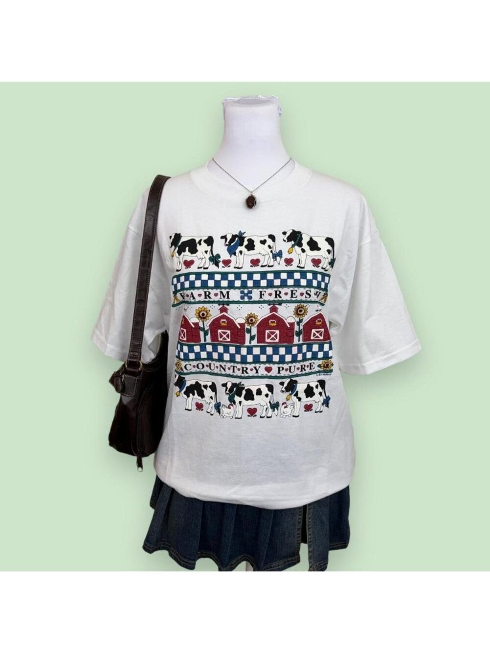 y2k farm cow print cottagecore western tshirt